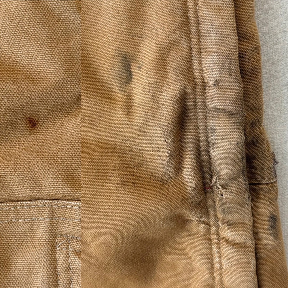 Carhartt R41 BRN Quilt Lined Duck Canvas Distressed Overalls Mens 36x34 Brown - Picture 2 of 6